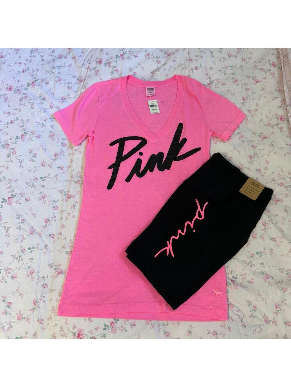 PINK Victoria Secret shirt and biker shorts Set